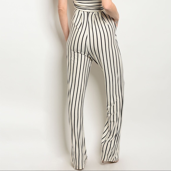 [LAST ONE] Ivory Striped Sleeveless Jumpsuit - Picture 6 of 8
